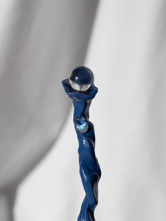 Ritual Löffel Bergkristall-weißer Labradorit-Tansanit