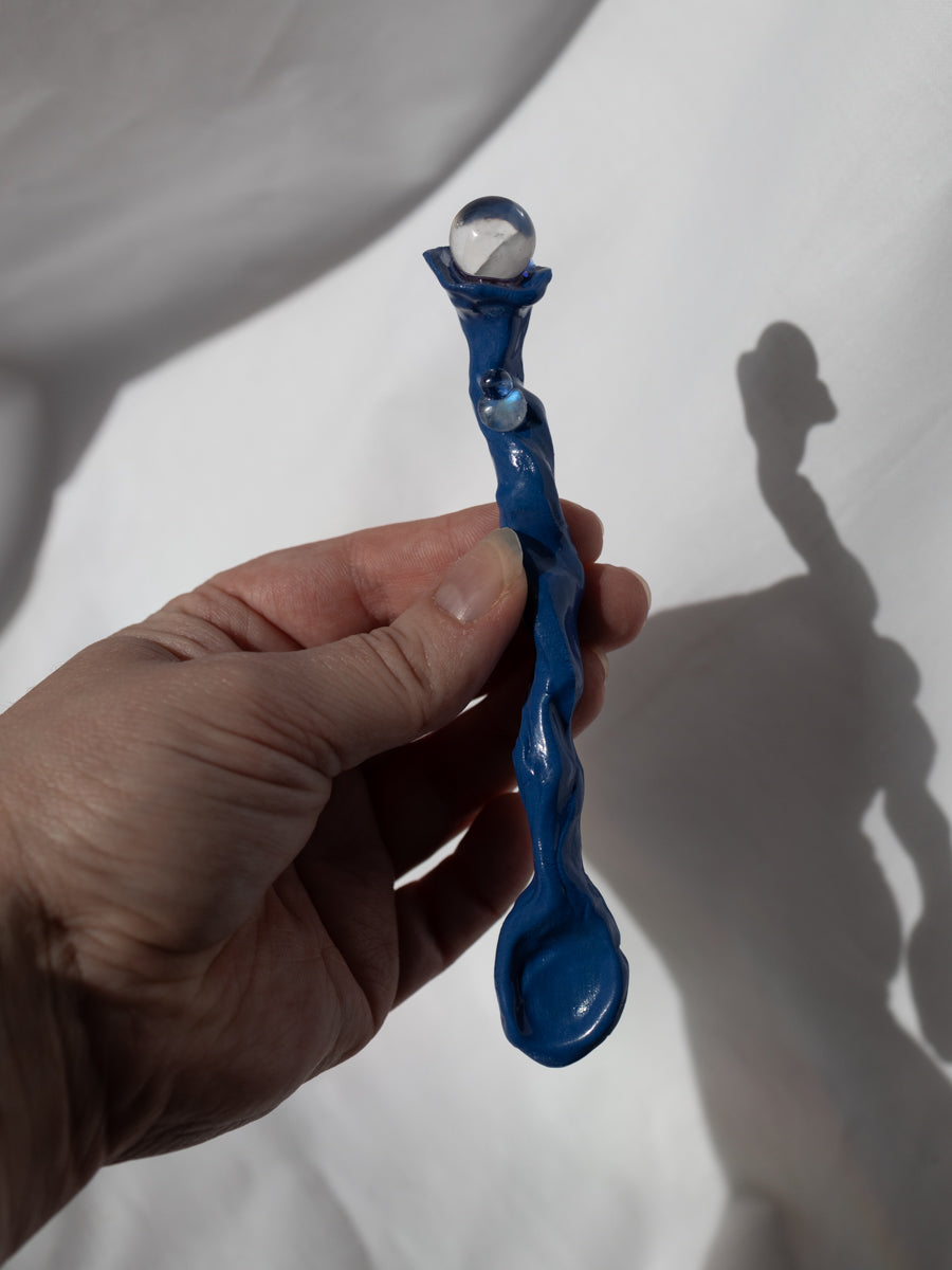 Ritual Löffel Bergkristall-weißer Labradorit-Tansanit