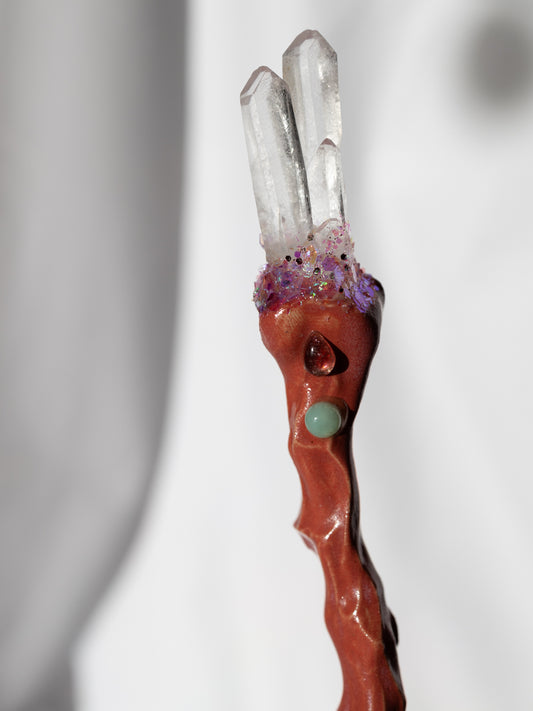 Ritual Löffel Bergkristall-Turmalin-Crysoprase