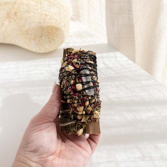 Ritualbündel Zeder + Palo Santo + Bergkristall