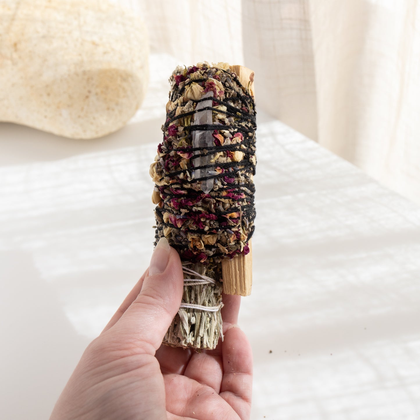 Ritualbündel Beifuß + Palo Santo + Bergkristall