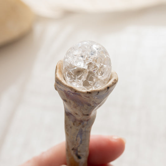 Manifestations-Stab mit Fire&Ice Quarz