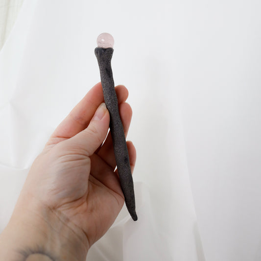 Manifestationsstab mit Rosenquarz Kugel